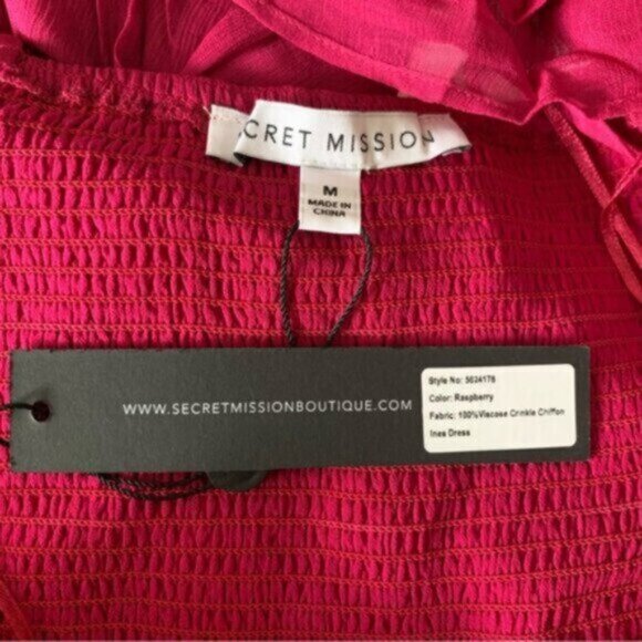 NWT Secret Mission Rasberry Ines Ruffle Mini Dress - Picture 12 of 15